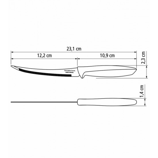 Faca 5" Para Tomate Plenus Com Lâmina Aço Inox Tramontina E Cabo De Polipropileno Preto
